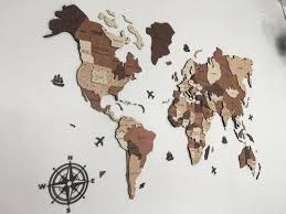 Wood World Map 3d Budget Wall Decor