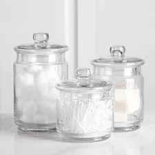 However, once you get a. Amazon Com Whole Housewares Clear Glass Apothecary Jars Cotton Jar Bathroom Storage Organizer Canisters Set Of 3 Home Kitchen