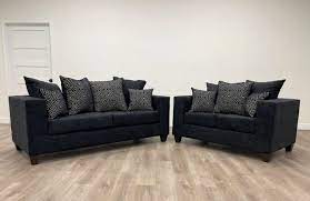 2 Pc Hollywood Black Sofa Loveseat Set