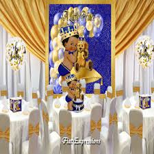 prince bear pillow royal blue gold mini