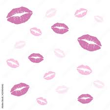 pink lips prints on white background
