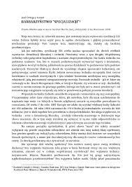 Barbarzyństwo specjalizacji, Jose Ortega y Gasset - Pobierz pdf z Docer.pl