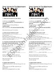 song worksheet heroes by the
