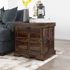 rustic solid wood storage end tables w