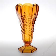 art deco davidson chevron glass vase