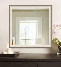framed square wall mirror in cream
