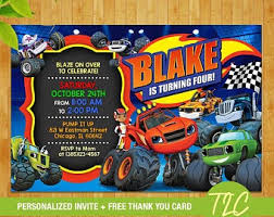 Blaze and the monster machines is one of the famous kid cartoons in the world.using this printable invitation would be the best way to invite some friends to a kid´s birthday party. Blaze And The Monster Machines Invitations Etsy