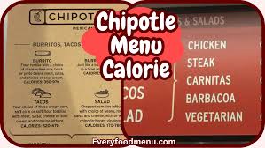 chipotle menu calories 2024