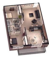 Floor Plan 3d 2 Bedroom Casas