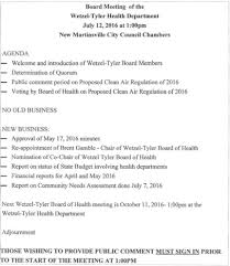 Meeting Agenda Wetzel Tyler County Health Department