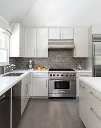 white and gray kitchen with gray mini