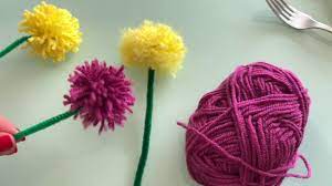 Fleur en laine 🌺 Wool flower DIY bricolage facile et rapide - YouTube