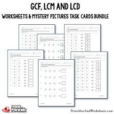 This factors worksheet is great for practicing finding the least common multiple and greatest common factor of number sets. Gcf Lcm And Lcd Task Cards And Worksheets Bundle Printables Worksheets