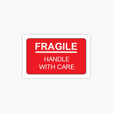 „vorsicht, zerbrechlich! durch eine absicherung kommt vorsicht zum ausdruck, nicht aggression. Sticker Fragile Redbubble