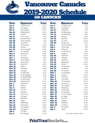 The football schedule includes matchup, date, time, and viewing options. Printable Vancouver Canucks Hockey Schedule 2019 2020 Vancouver Canucks Canucks Vancouver Canucks Hockey