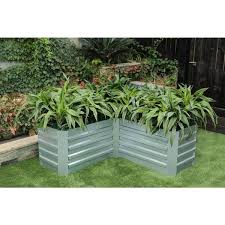 Luxenhome L Shaped Galvanized Metal Raised Garden Bed Silver