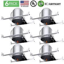 Sunco Lighting 6 Pack 6 Inch New Construction Led Can Air Tight Ic Housing Recessed Lights Led Downlight For Retrofit Kit Electrician Prefered Ul Listed And Title 24 Certified Tp24 Walmart Com Walmart Com