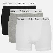 Calvin Klein Mens 3 Pack Trunk Boxer Shorts Black White Grey
