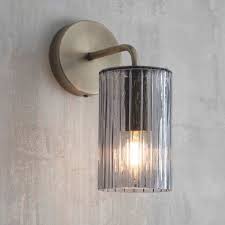 antique brass ridged glass wall light