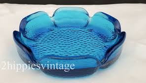 1960s Vintage Blenko Blue Glass Lotus
