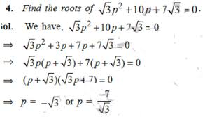 Math Quadratic Equations Short Answers