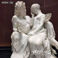 Pan Comforts Psyche Marble Statue