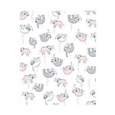 White Sloth Polyester Fitted Crib Sheet