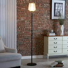 Maxax Olympia 70 In Black Torchiere Floor Lamp With Glass Shade