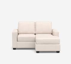 Soma Fremont Square Arm Upholstered Sofa With Reversible Chaise Sectional Polyester Wrapped Cushions Denim Warm White Pottery Barn