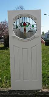 Oval Front Door With Stained Glass