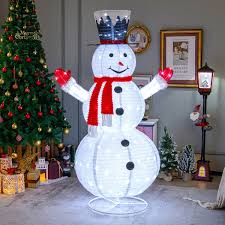 6 Feet Lighted Snowman With Top Hat And