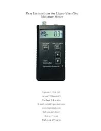 User Instructions For Ligno Versatec Moisture Meter