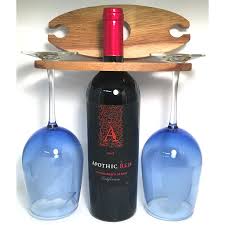 Solid Wood Wine Glass And Wine Bottle