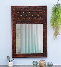 sheesham wood square wall mirror by