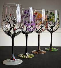 Four Seasons Tree Wine Glasses Spring