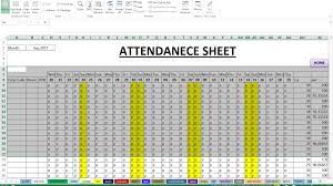 attendance sheet with percene you