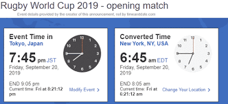 rugby world cup 2019 in your outlook