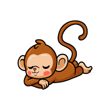 cute baby monkey cartoon sleeping