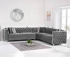 ayla grey velvet corner sofa oak