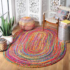 rug natural oval cotton braided round