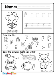 letter f worksheets for pre and