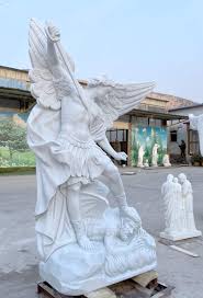 marble st michael angel garden statue