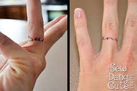 In many western countries, the tradition of wearing an engagement ring on the fourth finger on the left hand, (the left ring finger on the ring finger guide below), can be traced back to the ancient romans. Simple Name Ring Tattoo Tattoo Wedding Rings Ring Tattoos Ring Finger Tattoos