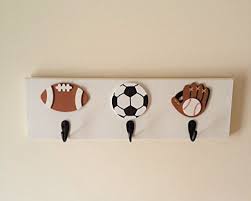 boys sports theme 3 wall hooks football