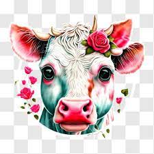 artistic cow with fl makeup png
