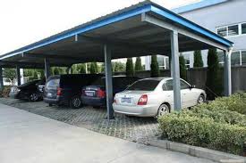 stainless steel blue car parking shed