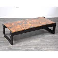 This natural stone rectangle coffee table is very good conserved and very rare with it's beautiful agate stone and copper inlay. Percival Lafer Brazilian Jacaranda Brass And Copper Coffee Table Mid Century Modern Mixed Modern Furniture Mid Century Furniture Dealer