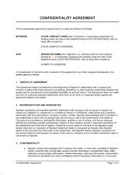 Confidentiality Agreement Template Sample Form
