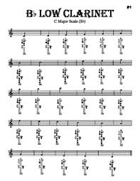 Scales Bb Low Clarinet With Fingering Diagrams