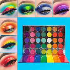 rainbow eyeshadow palette colorful highly pigmented 35 colors long lasting matte shimmer glitter eye shadow pallet pink red orange yellow green blue